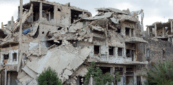 Gruzy zniszczonych domów w Aleppo